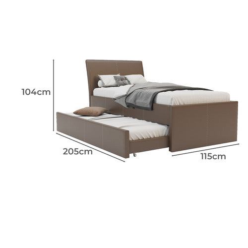 RAWSON & CO VIVIAN KING SINGLE FAUX LEATHER TRUNDLE BED