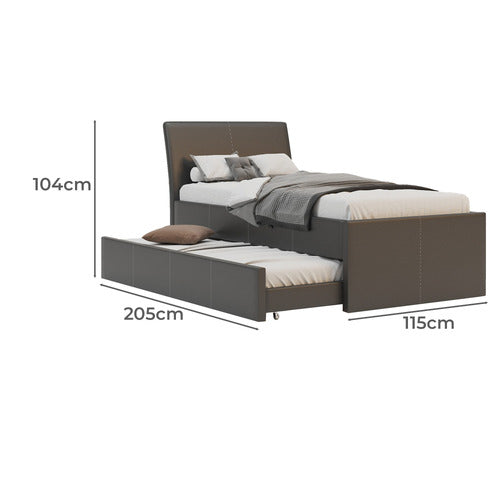 RAWSON & CO VIVIAN KING SINGLE FAUX LEATHER TRUNDLE BED