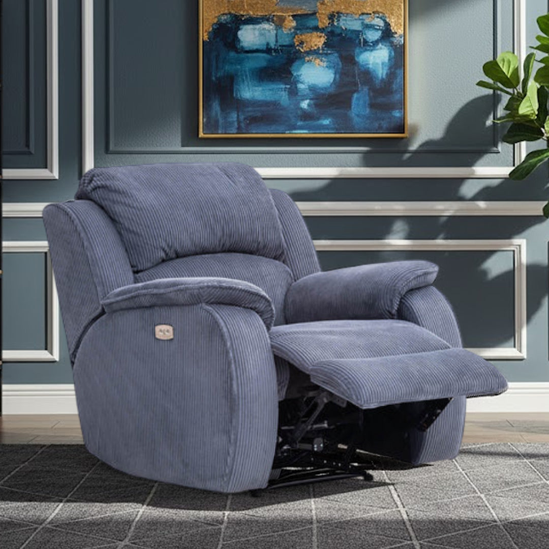 WELSH FABRIC ELECTRIC RECLINER DARK BLUE