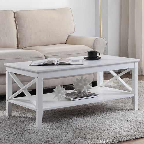 WEST VALLEY INTERIORS WHITE LONG ISLAND RECTANGULAR COFFEE TABLE