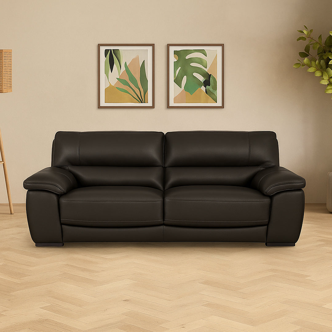 WILCOT LEATHER 2.5 SEATER SOFA CHOCOLATE