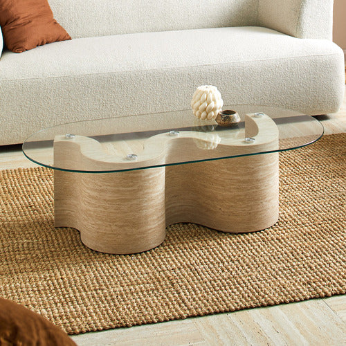 WILLOW TRAVERTINE-LOOK COFFEE TABLE