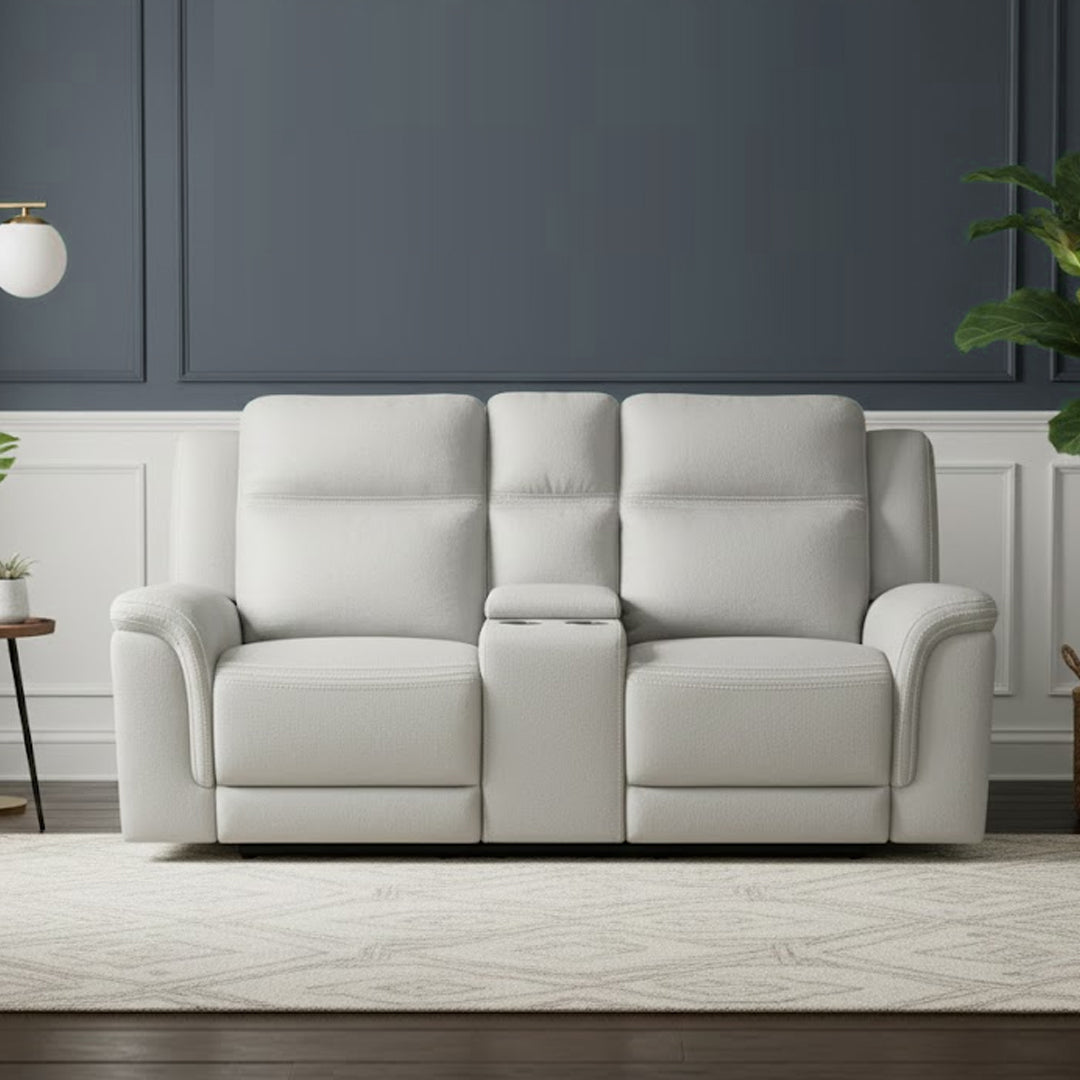 WOLFGANG FABRIC 2 SEATER ELECTRIC RECLINER LIGHT GREY