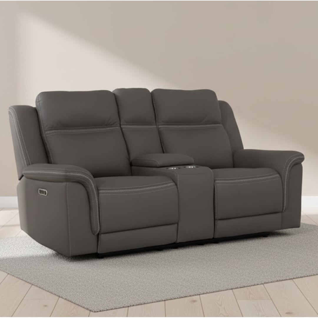 WOLFGANG FABRIC 2 SEATER ELECTRIC RECLINER STEEL