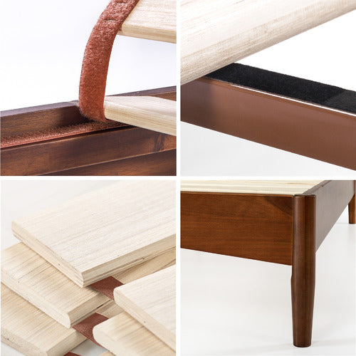 WARM BROWN LIAM PINE WOOD BED QUEEN