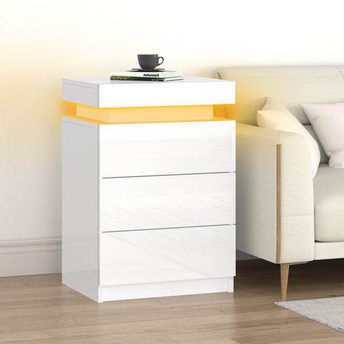 HOXTON ROOM WARREN 3 DRAWER LED BEDSIDE TABLES (SET OF 2)