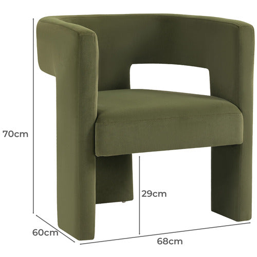 EVIE HOME POMAIRE 3 LEGGED VELVET OCCASIONAL CHAIR