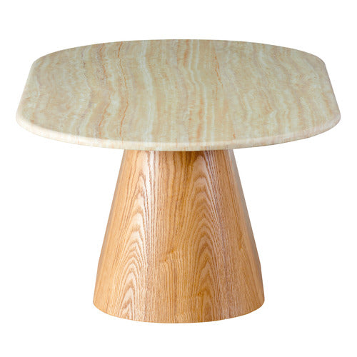 KEYS ROAD DESIGNS WESLEY OVAL TRAVERTINE-LOOK COFFEE TABLE