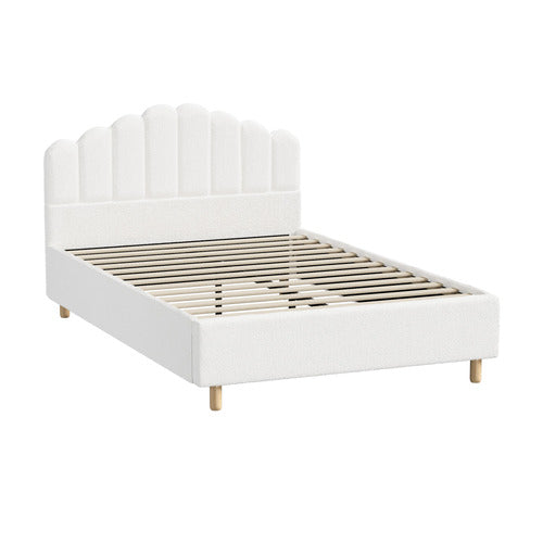 LIVING FUSION WHITE ELLORA BOUCLE BED FRAME