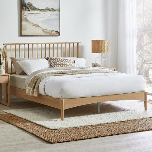WHITE WASHED LIAM PINE WOOD BED