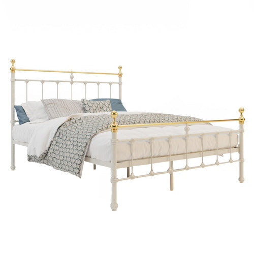 RAWSON & CO WHITE & GOLD ELIZABETH STEEL BED