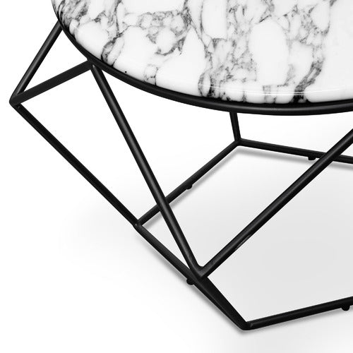 HARPER & HINDLEY WHITE & BLACK MAURICE MARBLE-TOP COFFEE TABLE
