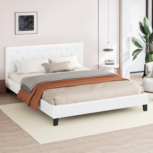 HOXTON ROOM WHITE VERNON FAUX LEATHER BED FRAME