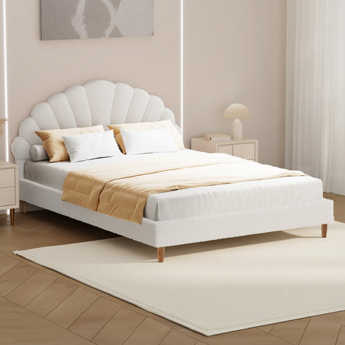 LIVING FUSION WHITE FLORIN BOUCLE BED
