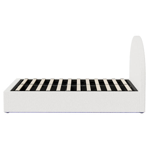 LIVING FUSION SERAPHINE BOUCLE GAS LIFT STORAGE BED WITH LED