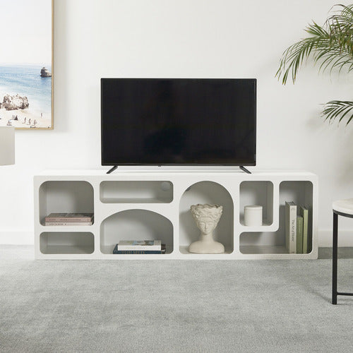 MADDISON LANE WHITE MYKONOS SCULPTURAL TV UNIT
