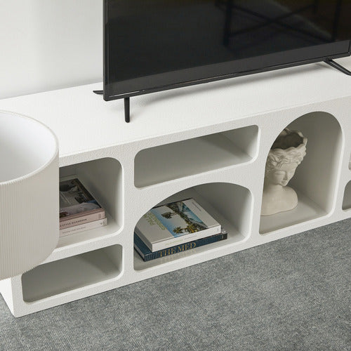 MADDISON LANE WHITE MYKONOS SCULPTURAL TV UNIT