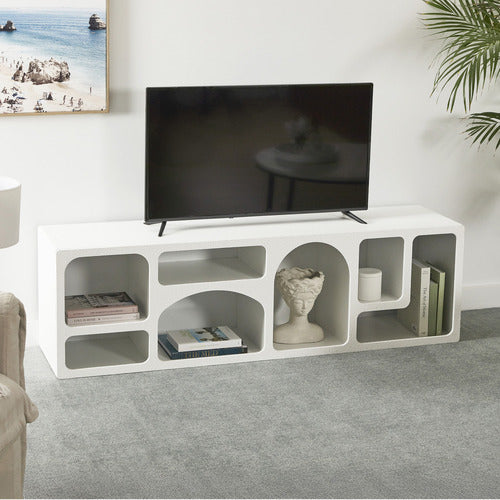 MADDISON LANE WHITE MYKONOS SCULPTURAL TV UNIT