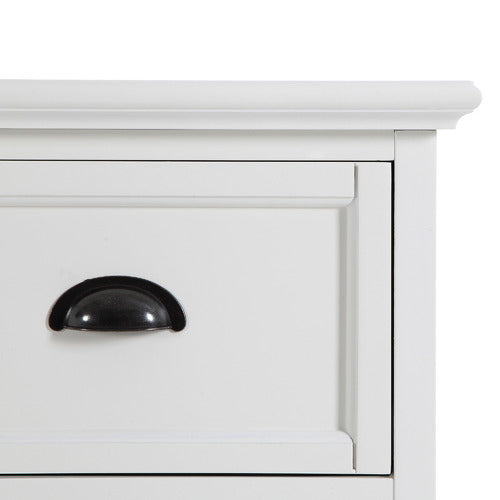 WHITE HAMPTONS 3 DRAWER BEDSIDE TABLE