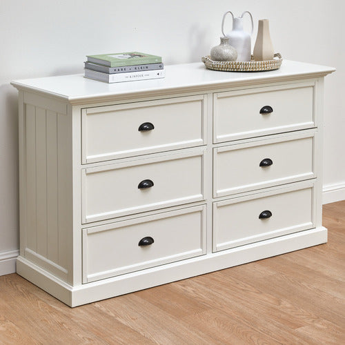 WHITE HAMPTONS 6 DRAWER CHEST