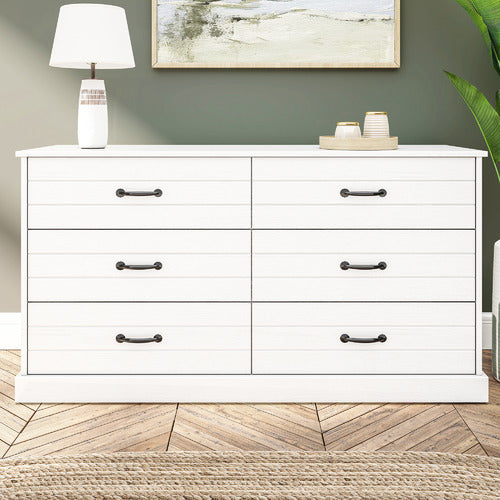 WEST VALLEY INTERIORS WHITE HAMPTONS 6 DRAWER CHEST