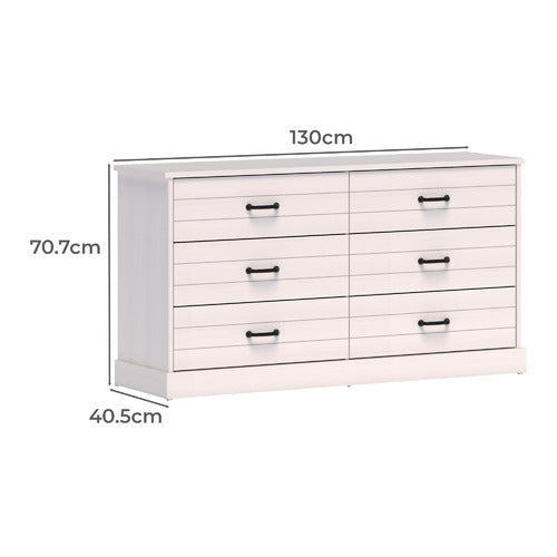 WEST VALLEY INTERIORS WHITE HAMPTONS 6 DRAWER CHEST