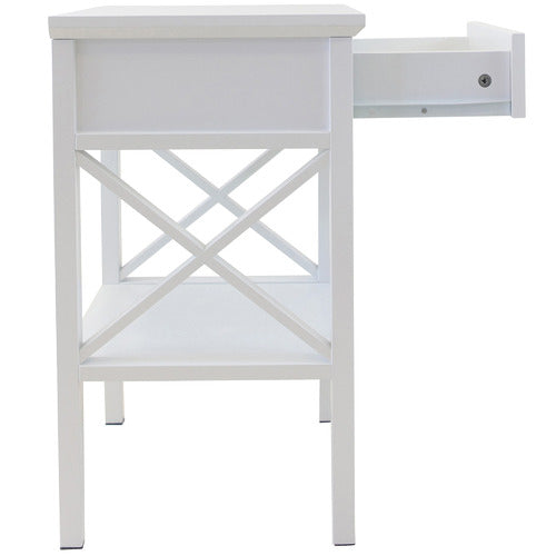 WEST VALLEY INTERIORS WHITE LONG ISLAND 1 DRAWER BEDSIDE TABLE