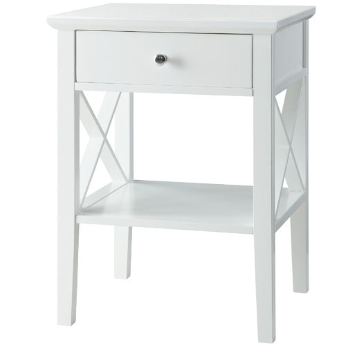 WEST VALLEY INTERIORS WHITE LONG ISLAND 1 DRAWER BEDSIDE TABLE