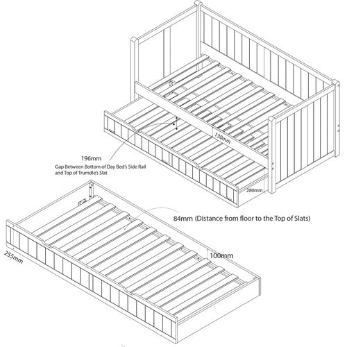 WESTERN DESIGNS HAMPTONS WHITE SINGLE WOODEN DAYBED WITH TRUNDLE