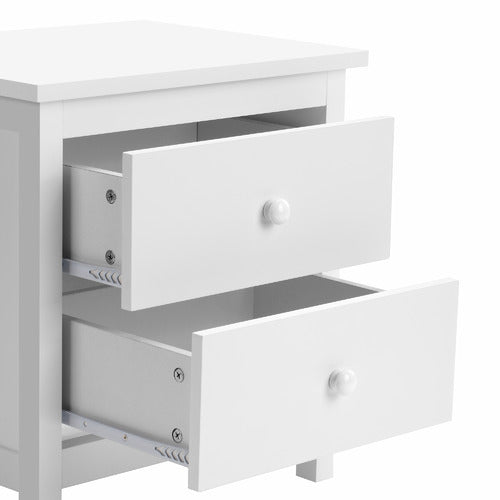 WHITE NOOSA 2 DRAWER BEDSIDE TABLE