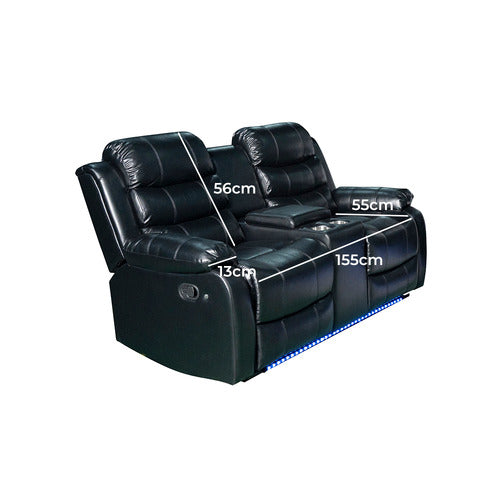 SOUTHERN STYLERS WILBUR 3 SEATER FAUX LEATHER RECLINER SOFA