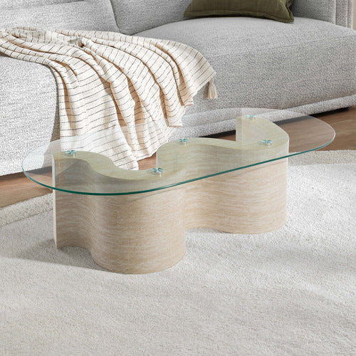 WILLOW TRAVERTINE-LOOK COFFEE TABLE