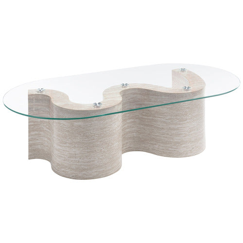 WILLOW TRAVERTINE-LOOK COFFEE TABLE