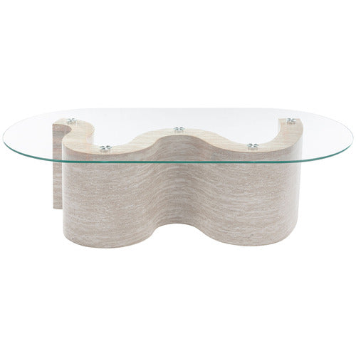 WILLOW TRAVERTINE-LOOK COFFEE TABLE