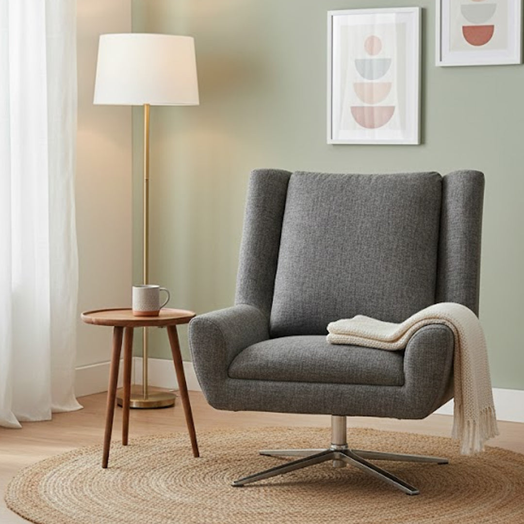 ZIGGY FABRIC SWIVEL CHAIR DARK GREY