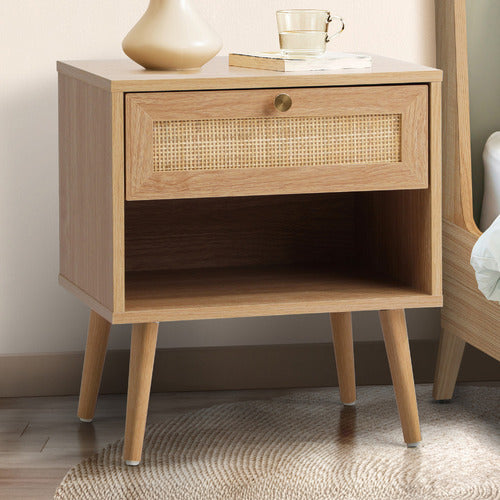 LIVING FUSION VESTA RATTAN BEDSIDE TABLE