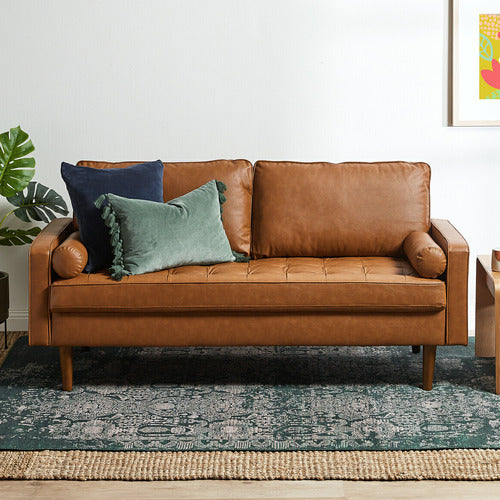 TAN STOCKHOLM FAUX LEATHER SOFA