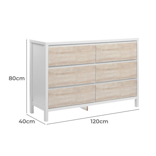 WHITEWASH KINGSCLIFF 6 DRAWER CHEST