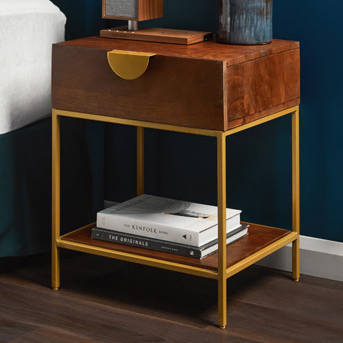 PRIYA MANGO WOOD BEDSIDE TABLE