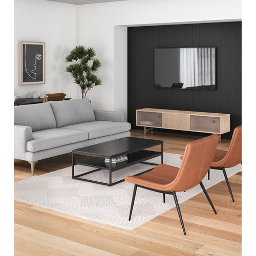 BLACK BORAS 120CM COFFEE TABLE WITH SHELF