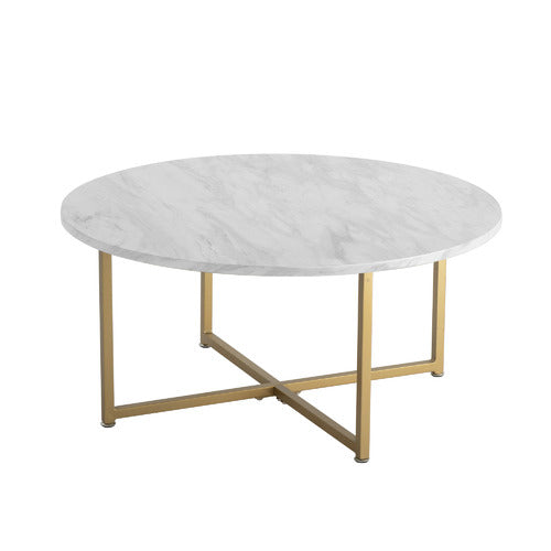 EVER DREAMING LIVING GOLDEN GAEL FAUX MARBLE COFFEE TABLE