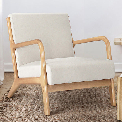 LIVING FUSION KAMDEN RUBBERWOOD ARMCHAIR