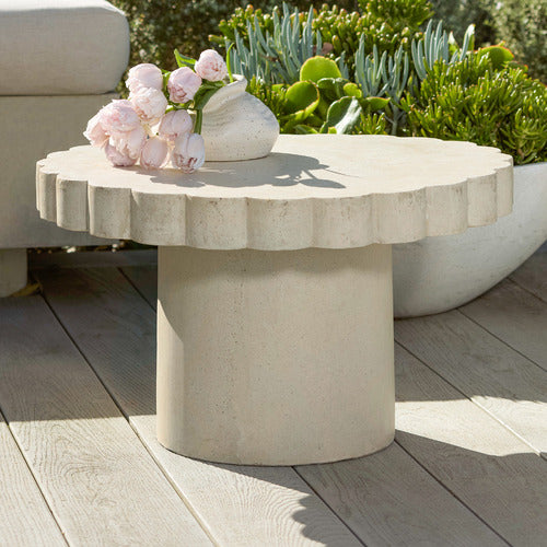CLOVELLY TRAVERTINE-LOOK OUTDOOR COFFEE TABLE
