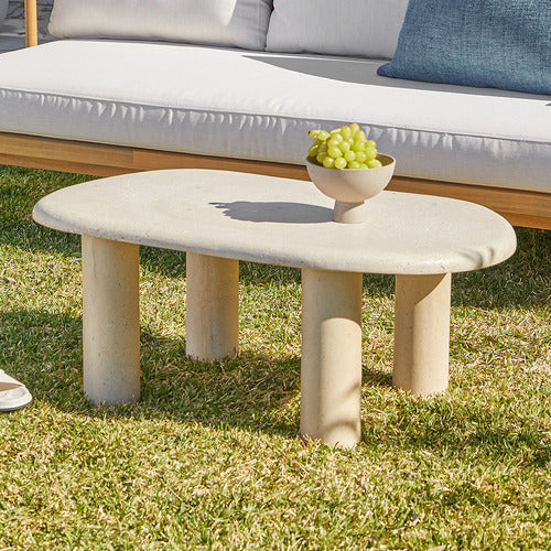 BYRON TRAVERTINE-LOOK OUTDOOR COFFEE TABLE