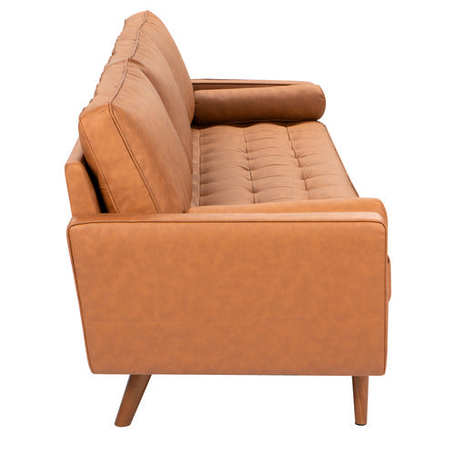 TAN STOCKHOLM FAUX LEATHER SOFA