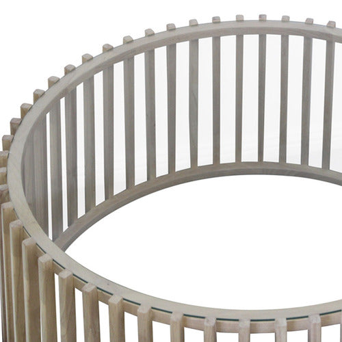 BY DESIGNS MESHIA SLATTED OAK WOOD COFFEE TABLE