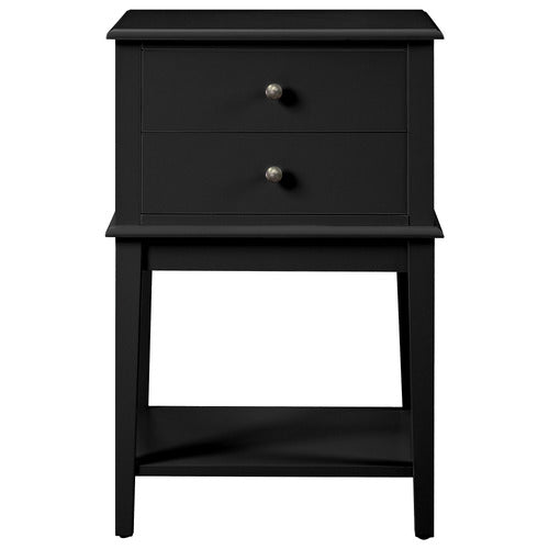 WEST VALLEY INTERIORS BLACK CHLOE 2 DRAWER BEDSIDE TABLE