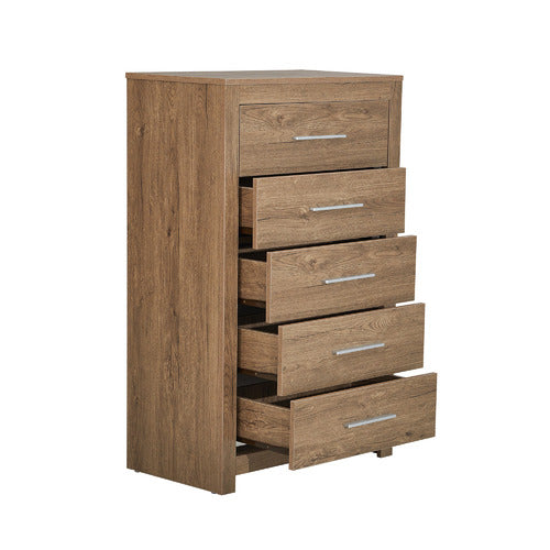 MIKASA FURNITURE DARK OAK MADDINGTON 5 DRAWER TALLBOY