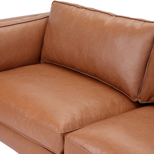 TAN BRAHM 3 SEATER PREMIUM FAUX LEATHER SOFA