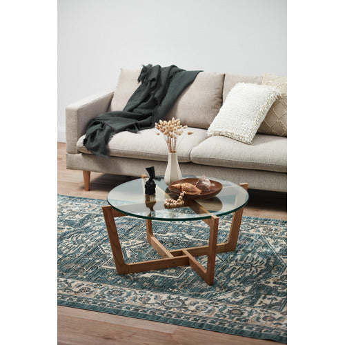 ESTUDIO FURNITURE MONTEREY GLASS & OAK COFFEE TABLE